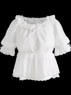 Chemise Lolita Mignonne Top Blanche À Manches Longues À Volants