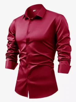 Chemise à manches longues pour homme bouton en cristal style business décontracté et slim
