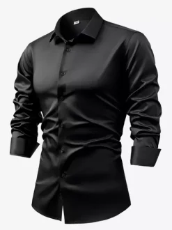 Chemise à manches longues pour homme bouton en cristal style business décontracté et slim