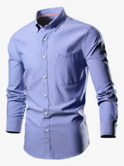 Chemises À Manches Longues Homme Grande Taille Mariage Boutonnée Coupe Cintré