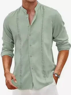 Chemises cubaines Guayabera pour hommes chemises de plage décontractées à manches longues pour l'été