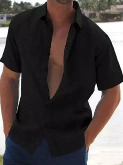 Chemises décontractées pour hommes col rabattu manches courtes chemises de plage d'été