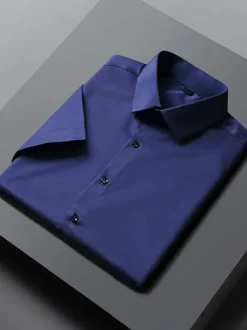 Chemises Habillées Chemises Homme Chemise Habillée Pour Homme Classique Manches Courtes Mariage Noir Bleu