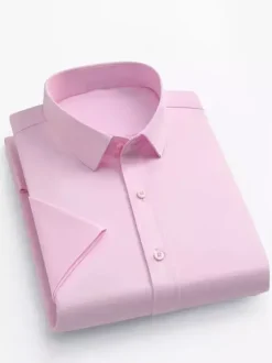 Chemises d'été pour hommes coupe slim élastique décontractées à manches courtes