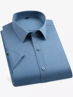 Chemises à manches longues pour hommes chemises décontractées en soie glacée infroissables