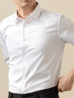 Chemises pour hommes coupe slim élastique chemises décontractées pour le travail chemises formelles à manches longues