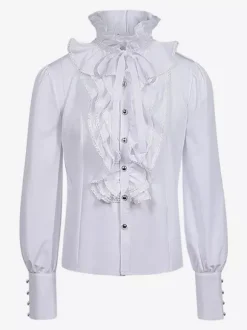 Chemises à volants pour hommes style Renaissance style steampunk gothique décontractées boutonnées manches longues