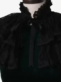 Chemise Tudor rétro vert foncé pour femme avec n艙uds style royal costume Marie-Antoinette chemisier de bal