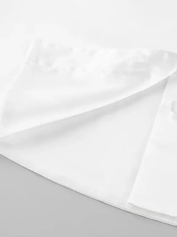 Chemisier blanc à décolleté plongeant pour femme - Top sexy transparent à manches longues - Style français pour soirées printanières streetwear 2026