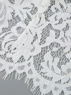 Chemisier en dentelle florale pour femme élégant boutonné - Col montant blanc coupe ajustée - Tenue de soirée printanière 2026