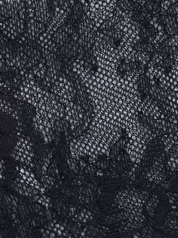 Chemisier corset en dentelle à épaules dénudées pour femme - Bustier noir transparent à manches longues en maille - Tenue de soirée printanière 2026