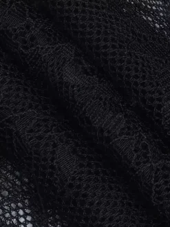 Chemisier corset en dentelle à épaules dénudées pour femme - Bustier noir transparent à manches longues en maille - Tenue de soirée printanière 2026
