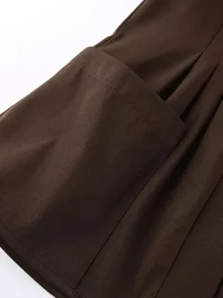 Chemisier en mousseline transparente à manches évasées pour femme - Style bohème marron volants étagés coupe ample - Idéal pour les soirées de printemps 2026
