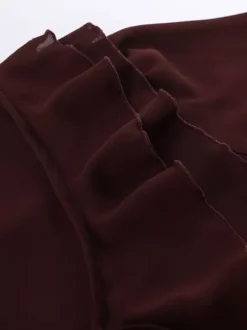 Chemisier en mousseline à volants pour femme - Bordeaux élégant à manches longues évasées et n艙ud sur le devant - Idéal pour le printemps du bureau au dîner (2026)