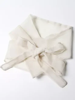 Chemisier en organza brodé à manches bouffantes pour femme - Chemise portefeuille transparente abricot bohème à nouer à la taille - Garden Party d'été 2026