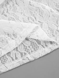 Chemisier femme en dentelle florale blanche - Haut élégant à volants et manches évasées - Collection Coquette Fairycore Printemps Soirée Clubwear 2026