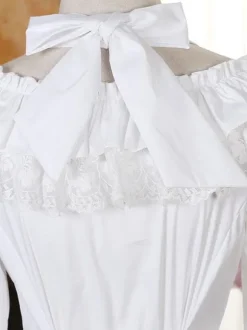 Chemisier lolita rococo en chiffon unicolore avec dentelle encolure dégagée Déguisements Halloween