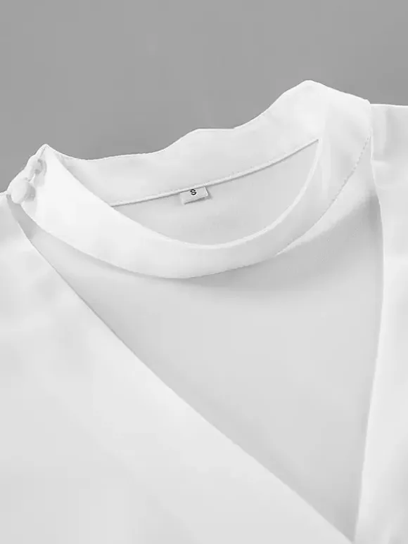 Chemisier péplum blanc élégant pour femme - Col V dos nu manches lanternes coupe ajustée - Idéal pour le printemps et le soir (2026)