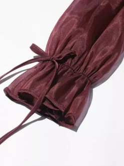 Chemisiers en mousseline à épaules dénudées pour femmes - Hauts Fairycore à manches longues et ourlet bouffant à volants - Tenue décontractée d'été 2026