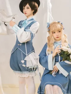 Chemisiers gothiques Lolita écrus blancs à manches longues et n艙uds Lolita Top Lolita Chemise Lolita