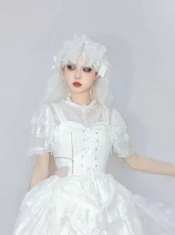 Chemisiers Gothiques Lolita Chemise Noire À Manches Courtes Volants En Dentelle Vintage