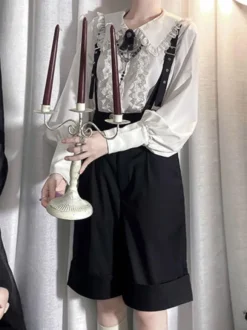Chemisiers Gothiques Lolita À Manches Longues En Dentelle À Volants Top Chemise Blanche
