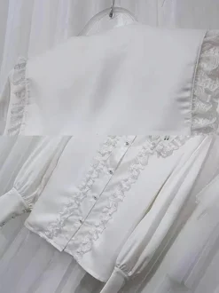 Chemisiers Gothiques Lolita À Manches Longues En Dentelle À Volants Top Chemise Blanche