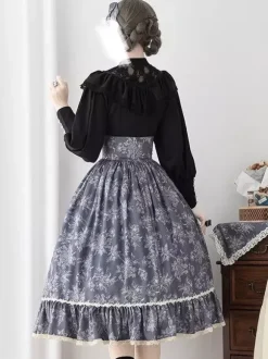 Chemisiers gothiques Lolita à volants et manches longues en dentelle haut Lolita en dentelle écru et blanc