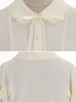 Chemisiers Lolita doux Haut Lolita N艙uds Volants Chemisier à manches mi-longues Chemise Lolita blanche