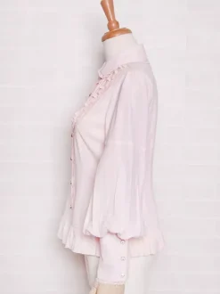 Chemisiers Lolita doux Volants Dentelle Manches longues Haut Lolita rose Chemise Lolita
