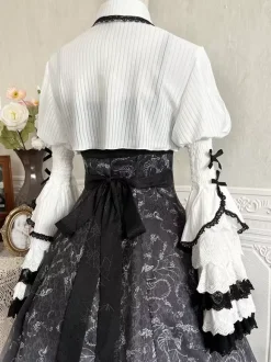 Chemisiers gothiques Lolita Haut Lolita Blanc Manches longues Volants Dentelle Chemise Lolita