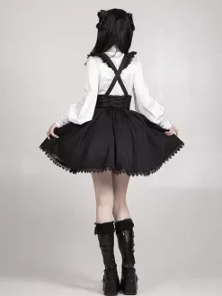Chemisiers gothiques Lolita à volants et manches longues haut Lolita blanc
