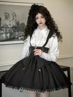 Chemisiers gothiques Lolita à volants et manches longues haut Lolita blanc