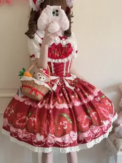 Chemisiers Lolita doux haut Lolita rose à manches courtes volants n艙uds chemise Lolita à blocs de couleurs