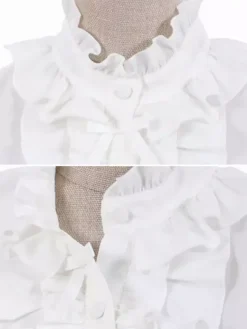 Chemisiers Lolita doux haut Lolita écru et blanc manches longues volants chemise Lolita