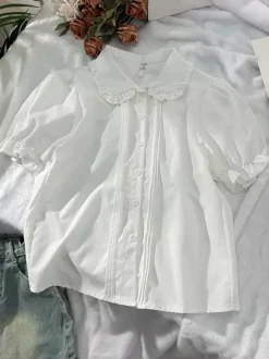 Chemisiers Lolita doux hauts Lolita blancs à manches courtes et volants chemise Lolita