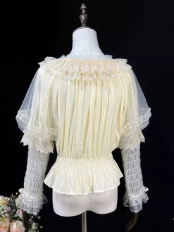 Chemisiers Lolita doux volants manches longues Blouse haut Lolita chemise Lolita blanche