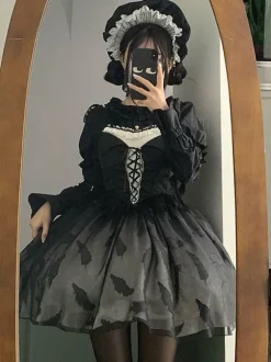 Chemisiers Lolita Gothiques Chemise À Manches Longues À Volants Haut Lolita Chemise Lolita Noire Vintage