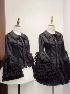 Chemisiers Lolita à la mode Harajuku haut blanc manches longues n艙uds en dentelle chemise Lolita