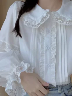 Chemisiers Lolita À Volants En Dentelle Top Lolita Chemise À Manches Longues