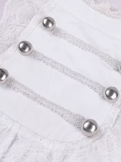 Chemisier vintage blanc rétro victorien steampunk à col montant et double boutonnage