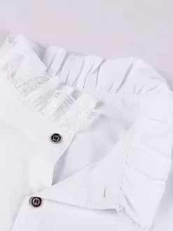 Chemisier vintage blanc rétro victorien steampunk à col montant et double boutonnage