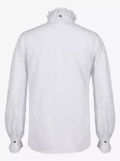 Chemisier vintage blanc rétro victorien steampunk à col montant et double boutonnage