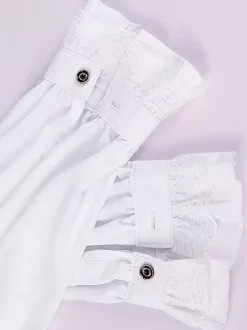 Chemisier vintage blanc rétro victorien steampunk à col montant et double boutonnage