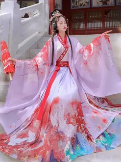 Chinois Style Op Robe 3 pièces Eric Blanc Manches longues Polyester robe tenue
