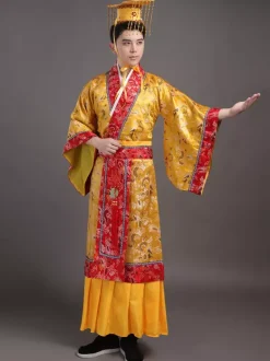 Chinois Costume Or En Rayonne De Toussaint En Brocart Robe Ensemble Déguisements Halloween
