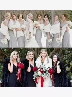 Châles blancs en fausse fourrure pour mariage en polyester pour couvrir la mariée