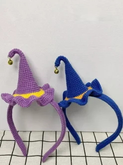 Coiffe d'Halloween crochetée à la main chapeau de sorcière pinces à cheveux cadeaux de fête amigurumi pour filles