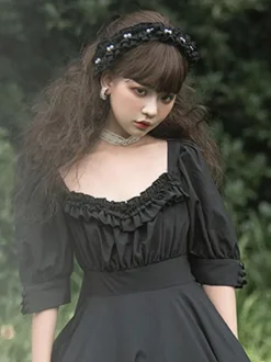 Coiffe noire Lolita Cathighness Headwear Bandeau Lolita