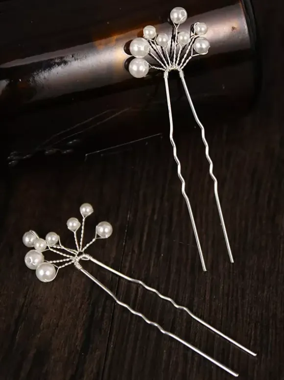 Coiffes de mariage Accessoires de cheveux de mariée en métal blanc